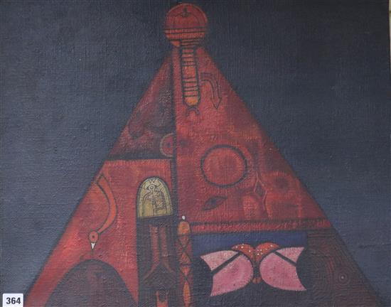 Terry Durham 1971 acrylic painting Inside the Pyramid 50 x 60cm unframed